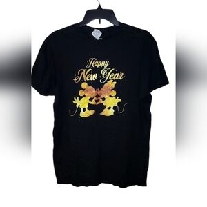 Disney New Year mickey and minnie gold and black shirt